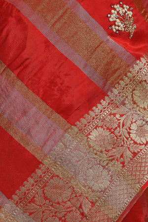 Red Woven Silk Blend Saree (RBMRRZ6C3829)