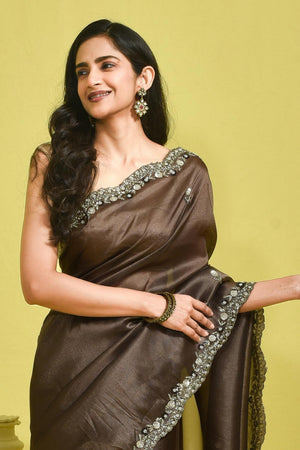 Grey Sequin with Embroidered Tissue Saree (RDIEEZ6B3729)