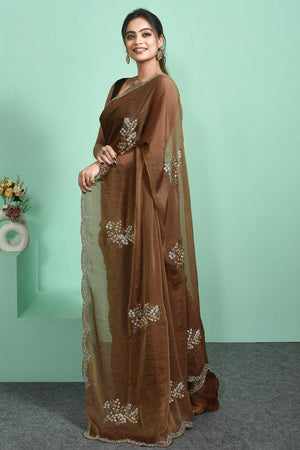 Brown Sequin Tissue Saree (RDINNW6C3798)