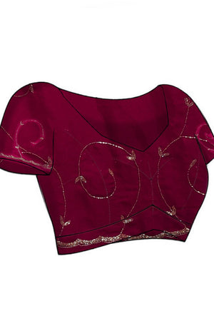 Pink Beads Embossed Tissue Saree (RDIPPO6C3812)