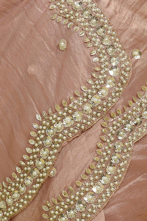 Pink Beads & Stone Embossed Tissue Saree (RDIPPZ6C3779)