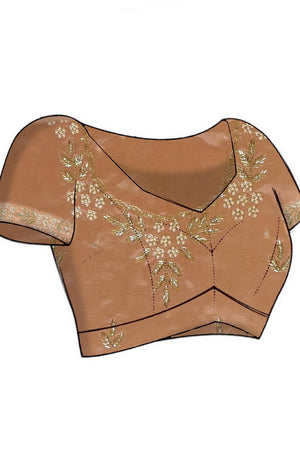 Pink Beads & Stone Embossed Organza Saree (RDOPPZ6B3733)