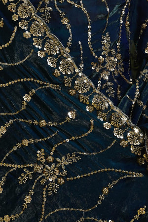 Blue Sequin with Embroidered Satin Saree (RDTBBZ6B3721)