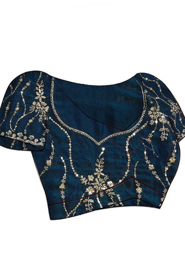 Blue Sequin with Embroidered Satin Saree (RDTBBZ6B3721)