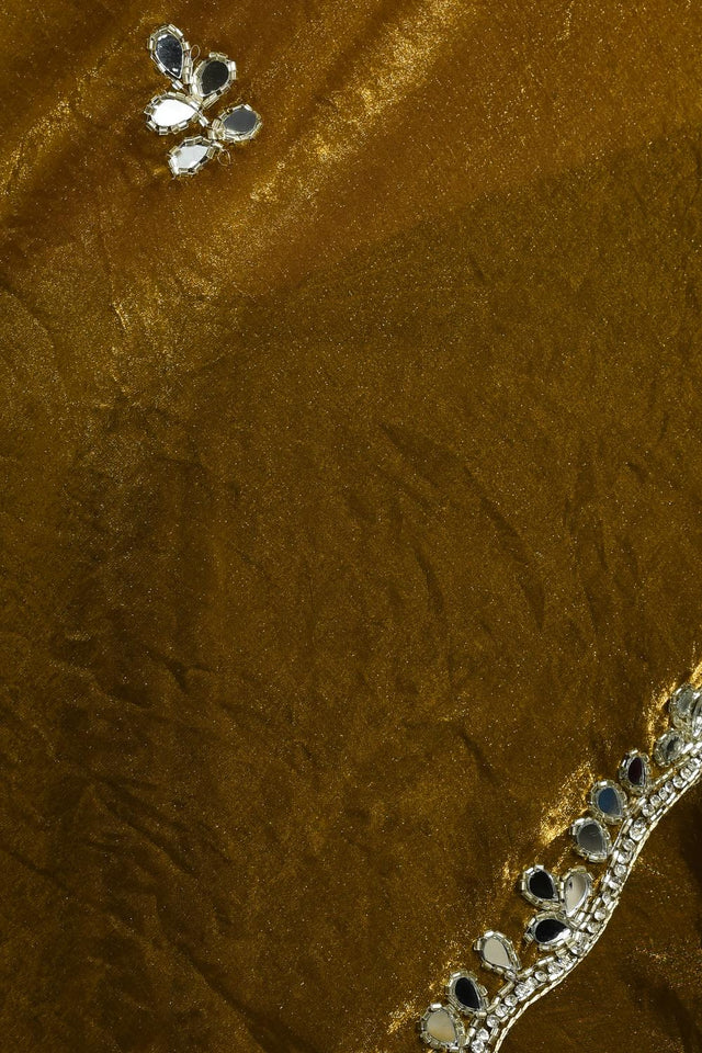 Green Mirror Sequin Satin Saree (RDTGGO6C3841)