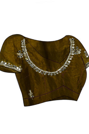 Green Mirror Sequin Satin Saree (RDTGGO6C3841)