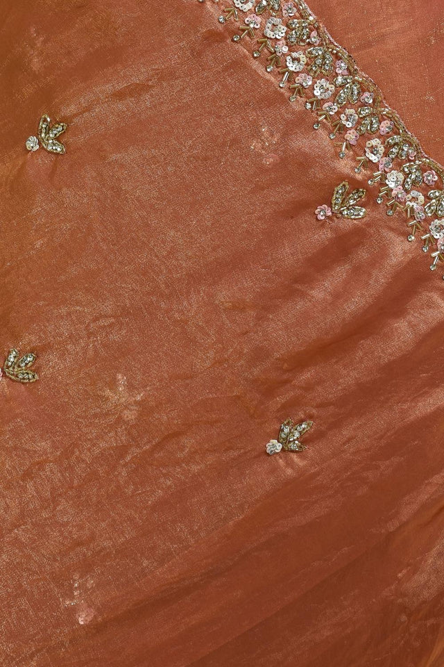 Peach Sequin with Embroidered Satin Saree (RDTHHY6B3737)
