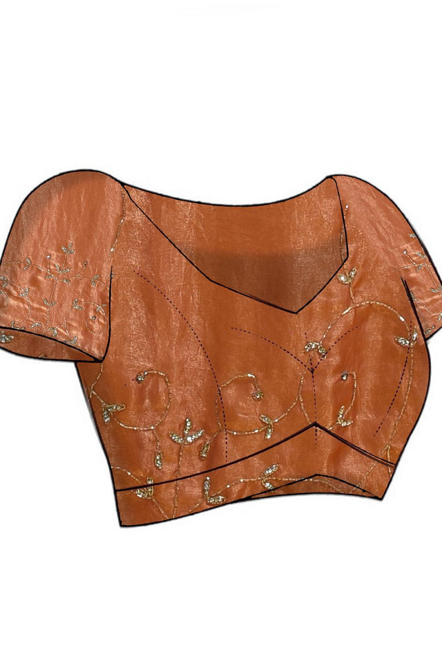 Peach Sequin with Embroidered Satin Saree (RDTHHY6B3737)