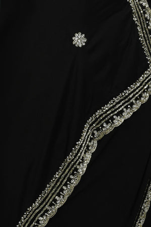 Black Beads & Stone Embossed Satin Saree (RDTLLQ6C3791)