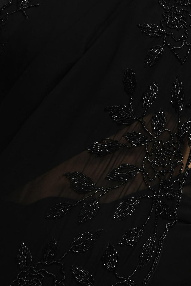 Black Beads & Stone Embossed Satin Saree (RDTLLZ6C3789)