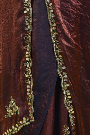 Maroon Mirror Sequin Satin Saree (RDTMMQ6B3734)