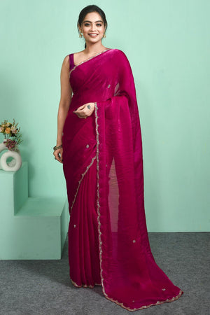 Pink Beads Embossed Satin Saree (RDTPPM6C3825)