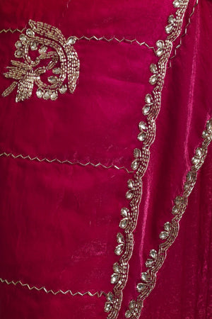 Pink Beads Embossed Satin Saree (RDTPPN6C3827)