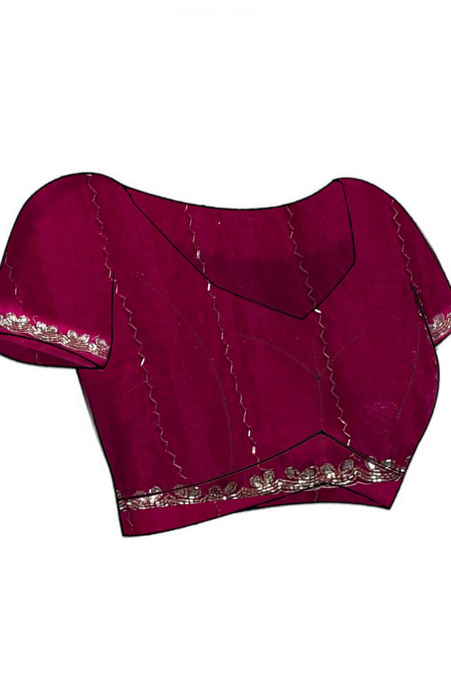 Pink Beads Embossed Satin Saree (RDTPPN6C3827)