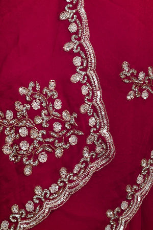 Pink Sequin & Stone Embossed Satin Saree (RDTPPV6C3818)