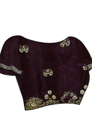 Violet Sequin with Embroidered Satin Saree (RDTQQW6B3739)