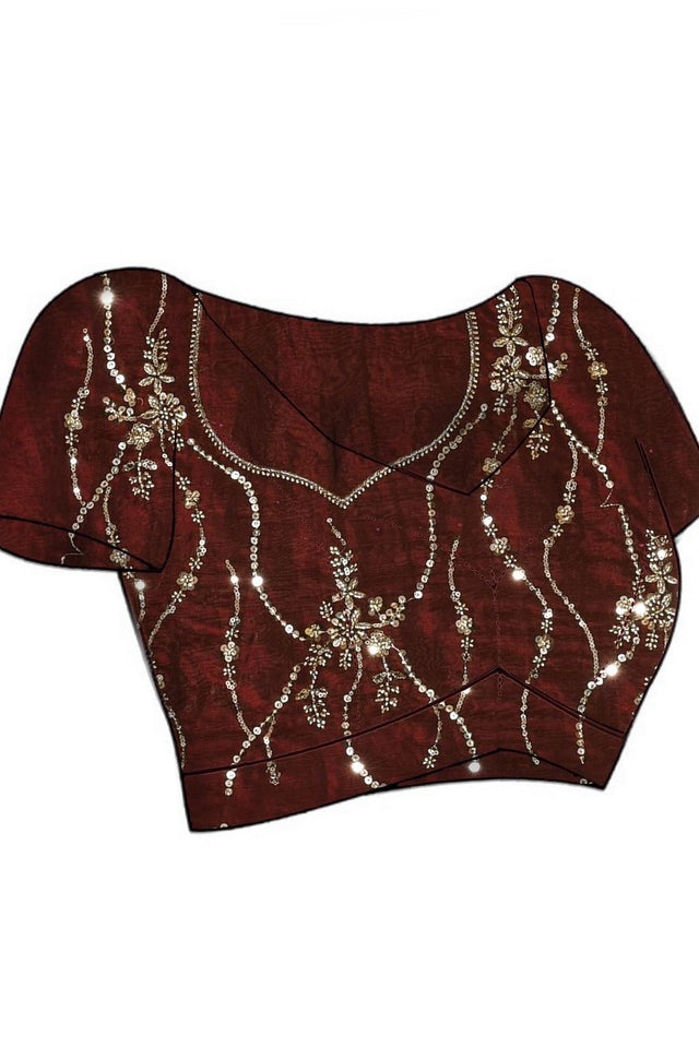 Violet Floral Embroidered Satin Saree (RDTQQZ6B3715)