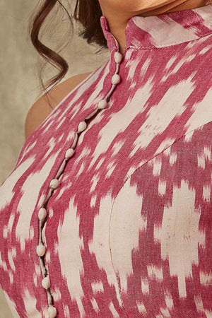 Pink Cotton Printed Sleeveless Blouse
