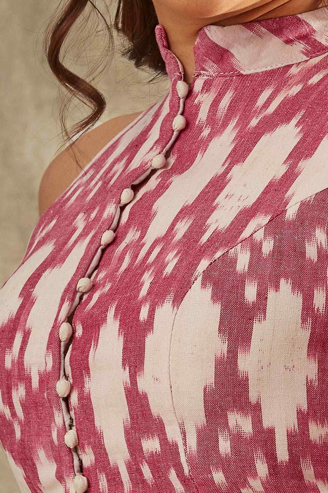 Pink Cotton Printed Sleeveless Blouse