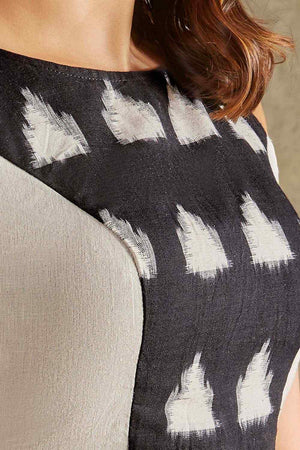 White Cotton Printed Sleeveless Blouse