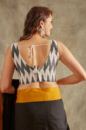 Grey Cotton Printed Elbow Length Blouse