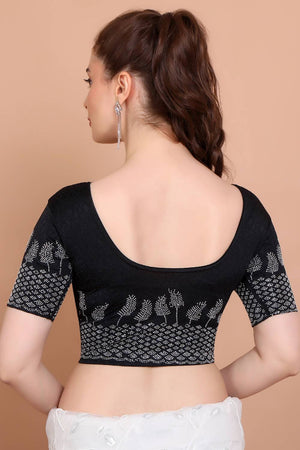 Black Embellished Lycra Blouse