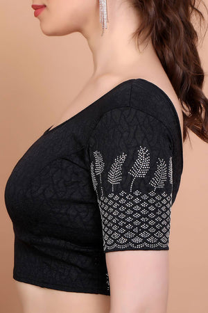 Black Embellished Lycra Blouse