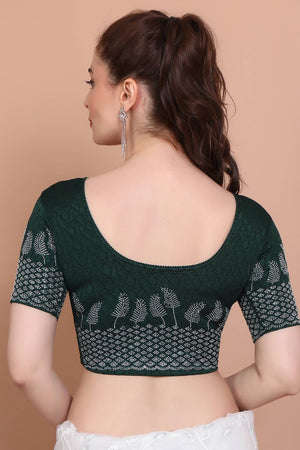 Green Embellished Lycra Blouse