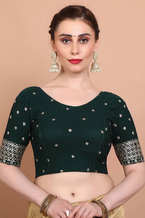 Green Embroidered Lycra Blouse