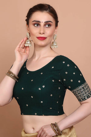 Green Embroidered Lycra Blouse
