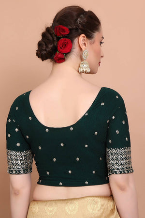 Green Embroidered Lycra Blouse