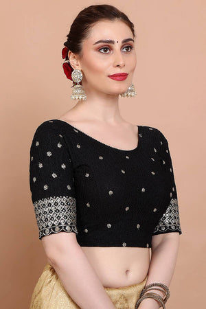 Black Embroidered Lycra Blouse
