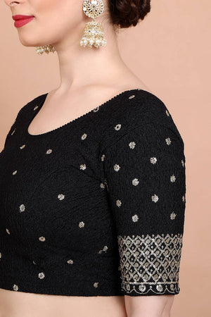 Black Embroidered Lycra Blouse