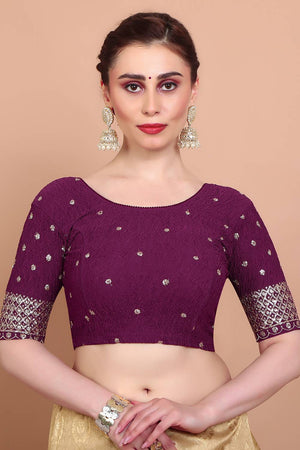 Maroon Embroidered Lycra Blouse