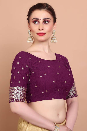 Maroon Embroidered Lycra Blouse