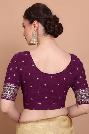 Maroon Embroidered Lycra Blouse