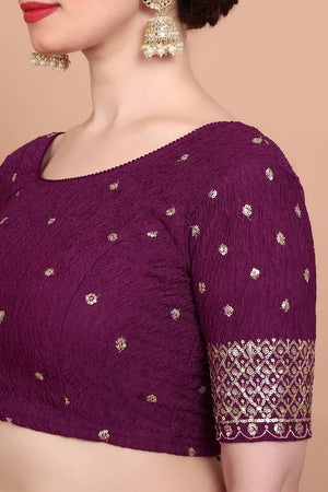 Maroon Embroidered Lycra Blouse