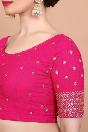 Pink Embroidered Lycra Blouse