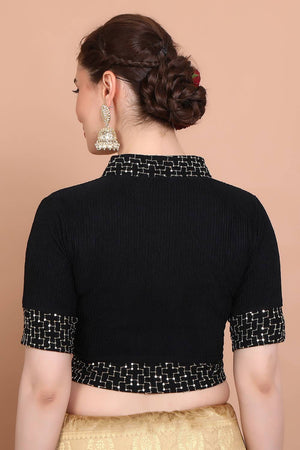 Black Embroidered Lycra Blouse