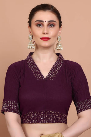Maroon Embroidered Lycra Blouse