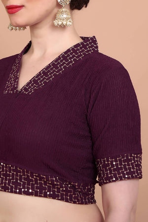 Maroon Embroidered Lycra Blouse