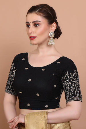 Black Embroidered Lycra Blouse