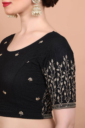Black Embroidered Lycra Blouse