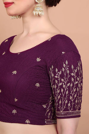 Maroon Embroidered Lycra Blouse