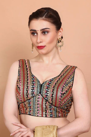 Multi Color Embroidered Georgette Blouse