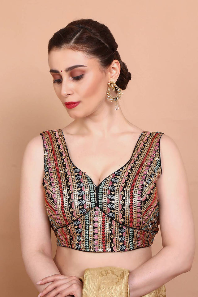 Multi Color Embroidered Georgette Blouse