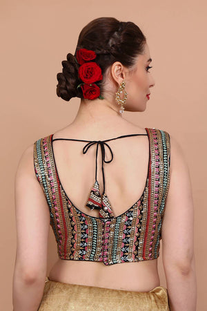Multi Color Embroidered Georgette Blouse