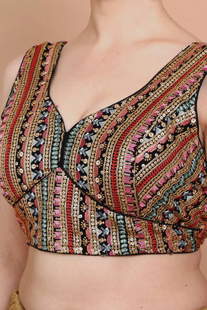Multi Color Embroidered Georgette Blouse