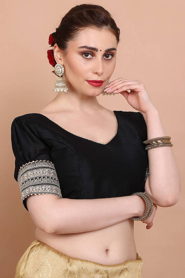 Cream Embroidered Silk Blouse