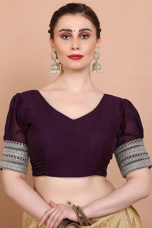 Violet Embroidered Silk Blouse